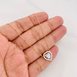 Set Cadena Veneciana + Dije Corazón Moisanitas 1.02 qts / 2.3g / 40cm Oro Amarillo 18K