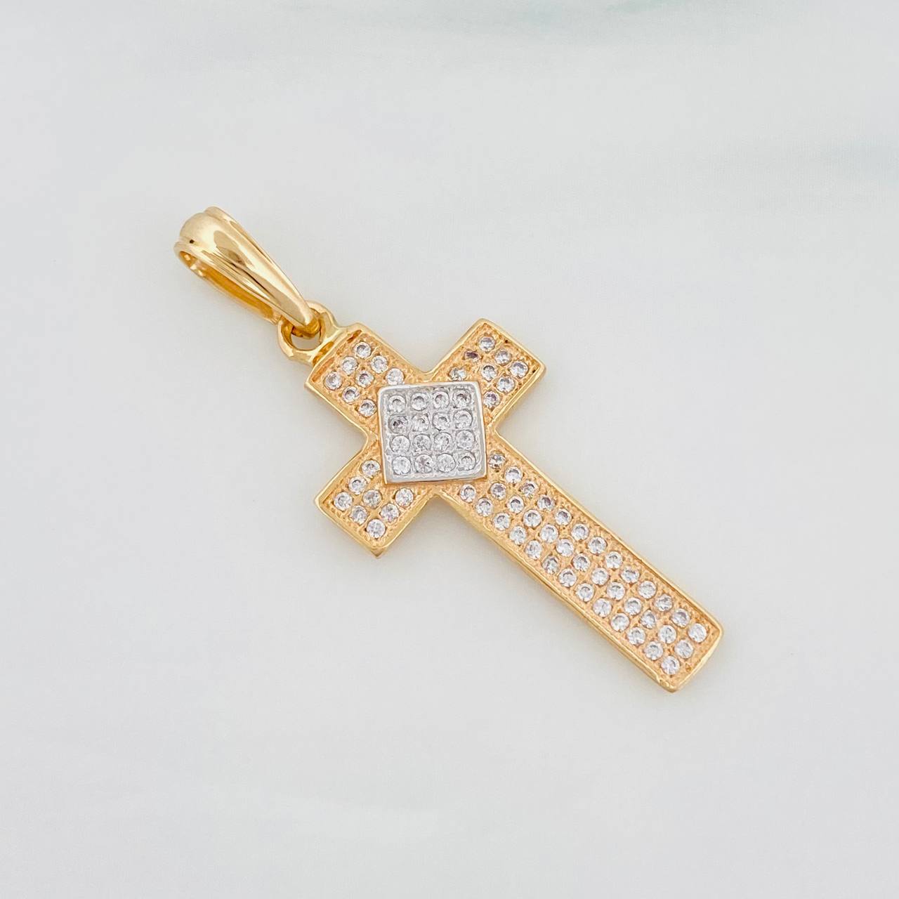 Dije Cruz 2.75g / 37cm Dos Oros Amarillo Blanco 18K