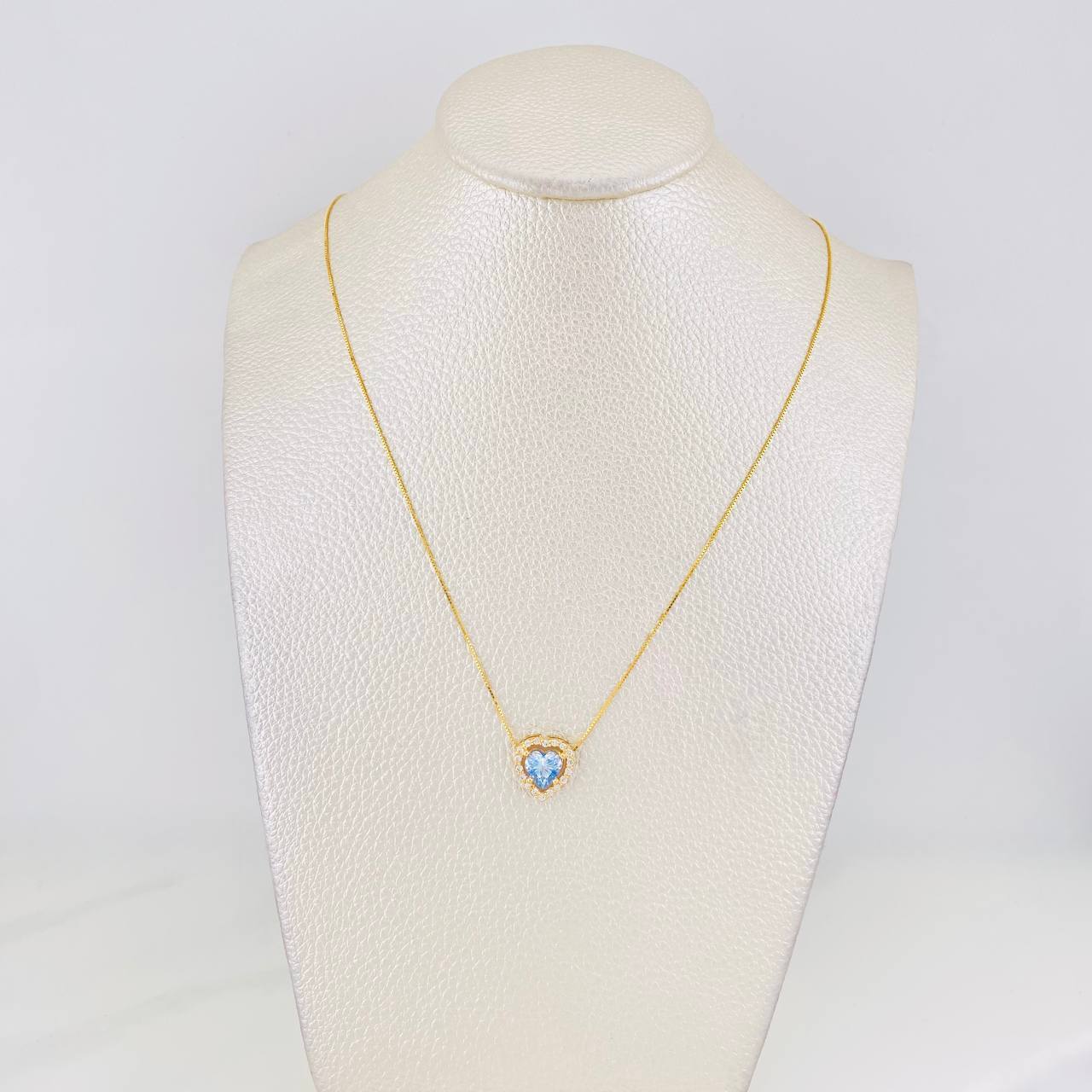 Set Cadena Veneciana + Dije Corazón Moisanitas 1.02 qts / 2.3g / 40cm Oro Amarillo 18K