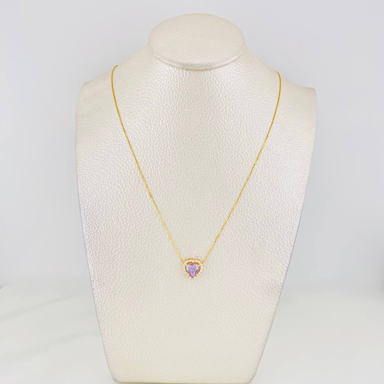 Set Cadena Veneciana + Dije Corazón Moisanitas 1.02 qts / 2.2g / 40cm Oro Amarillo 18K