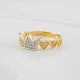 Anillo Corona Corazones 2.8g / T7 Oro Amarillo 18K