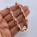 Cadena Rustica Dubai 107.05gr / 67.3cm / 7.3mm Circones Blancos Dos Oros Blanco Rosa 18K $
