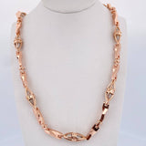 Cadena Rustica Dubai 107.05gr / 67.3cm / 7.3mm Circones Blancos Dos Oros Blanco Rosa 18K $
