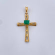 Dije Cruz 1.4gr / 3.2cm / Esmeralda 45 Pts Oro Amarillo 18K (Joya) &