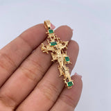 Dije Cruz Cristo 6.45gr / 5cm / Esmeraldas 25 Pts Oro Amarillo 18K (Joya) &