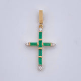 Dije Cruz 2gr / 3.4cm / Esmeralda 60 Pts Diamantes 11 Pts Oro Amarillo 18K (Joya) &
