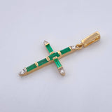 Dije Cruz 2gr / 3.4cm / Esmeralda 60 Pts Diamantes 11 Pts Oro Amarillo 18K (Joya) &