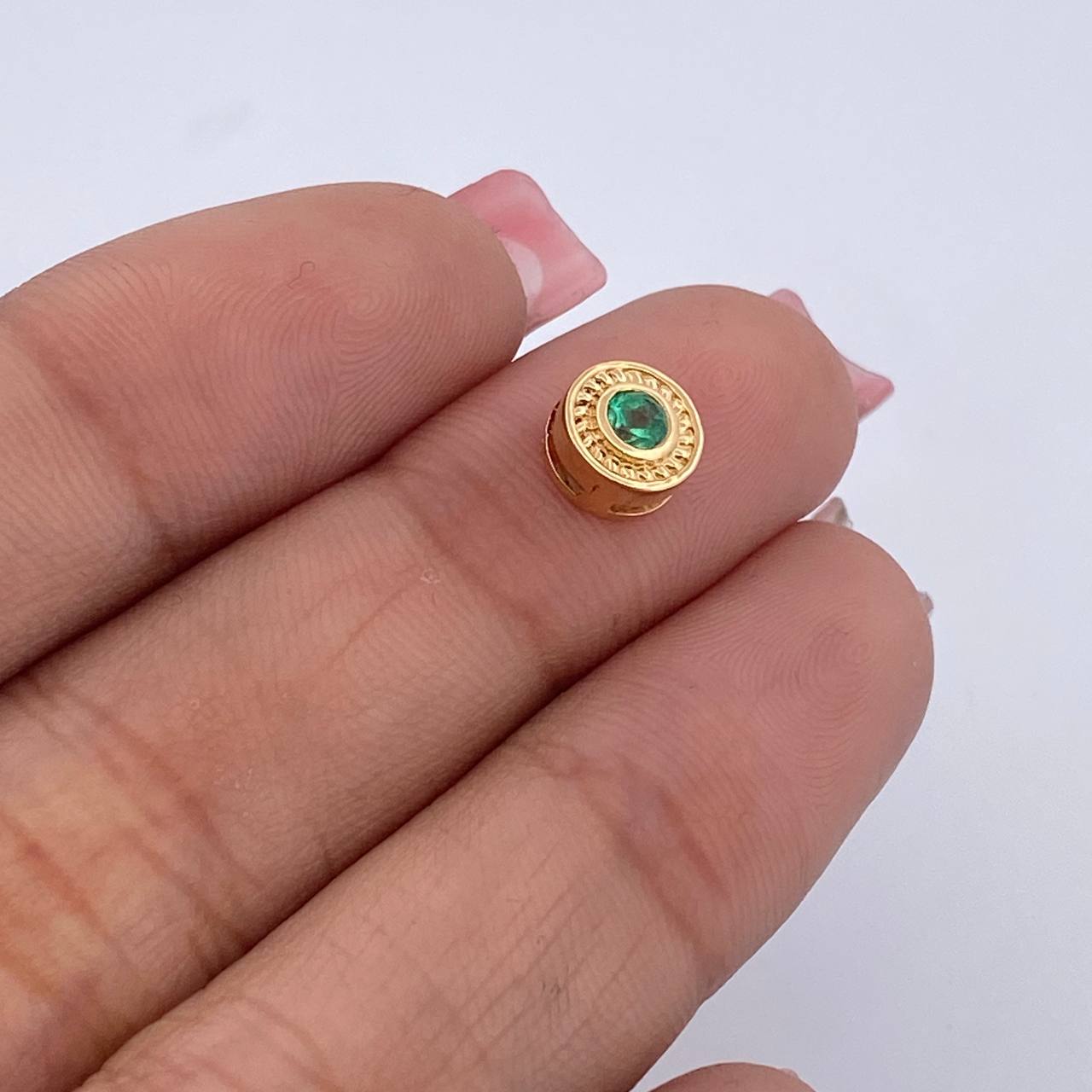 Herraje Circulo 0.75gr / 0.4cm / Esmeralda 12 Pts Oro Amarillo 18K (Joya) &