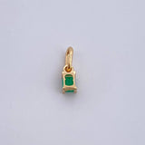 Dije Rectangulo 0.35gr / 1cm / Esmeralda 08 Pts Oro Amarillo 18K (Joya) &