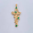 Dije Cruz Cristo 6.45gr / 5cm / Esmeraldas 25 Pts Oro Amarillo 18K (Joya) &