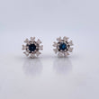 Topos Flor 3.95gr / Zafiros 0.44 Diamantes 16 Pts Oro Blanco 18K (Joya) &