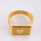 Anillo Billete de Cien Dólares 7.9gr / T10 1/4 / Dos Oros Amarillo Blanco 18K *