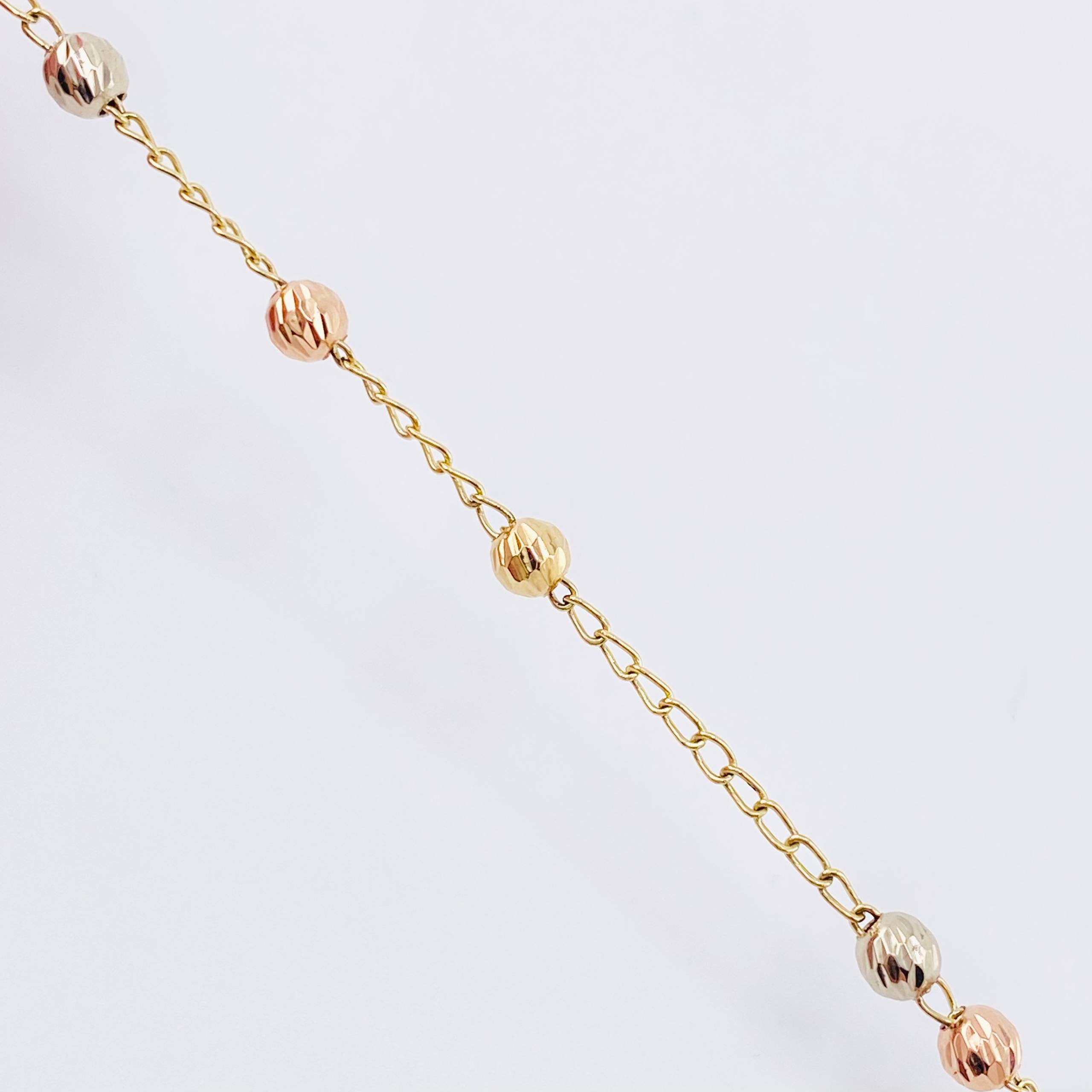 Pulso Denario Virgen Milagrosa Diamantado 2.7gr / 18.5cm / 4mm Tres Oros 18K ©