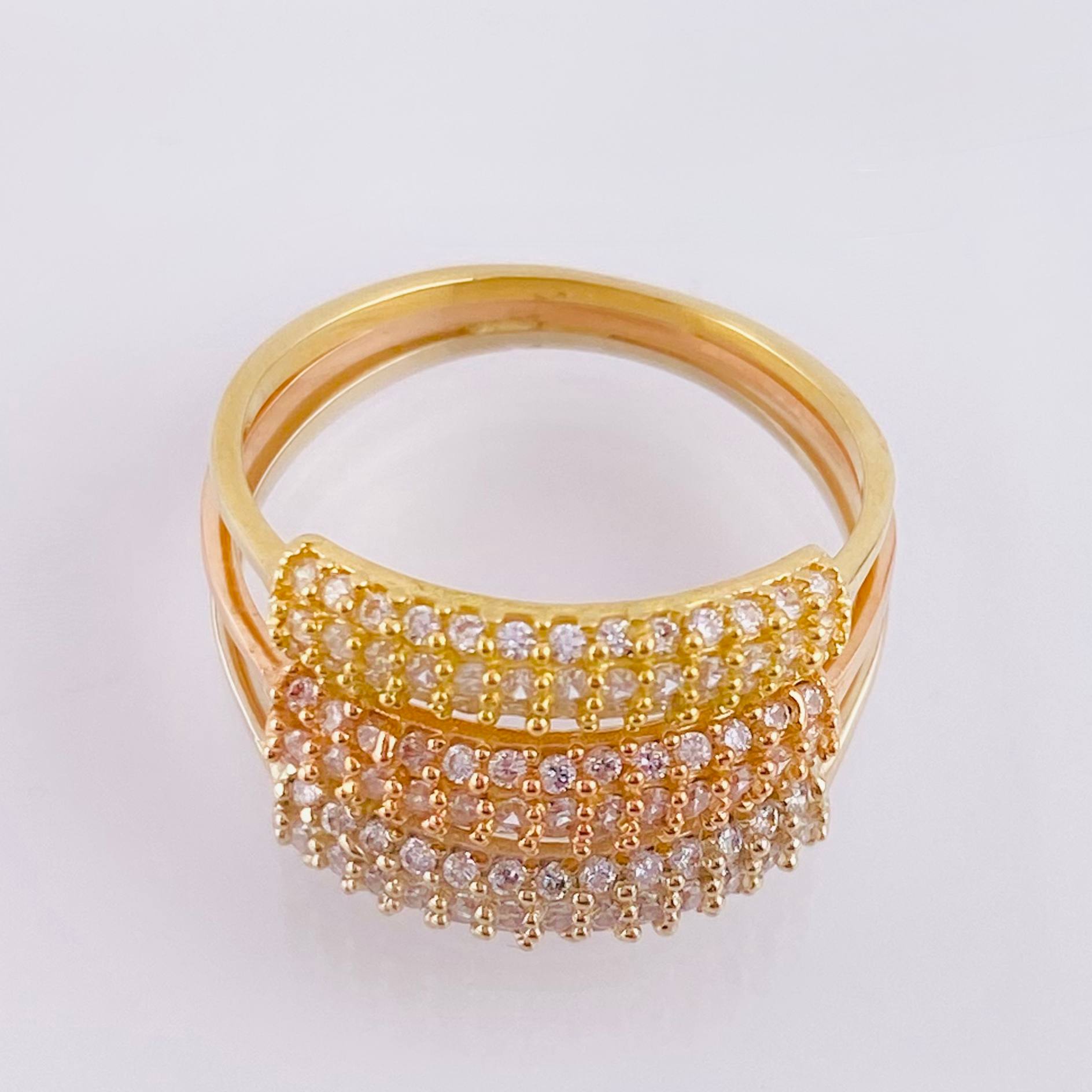 Anillo Tres Bandas 3.65gr / T6 3/4 / Tres Oros 18K *