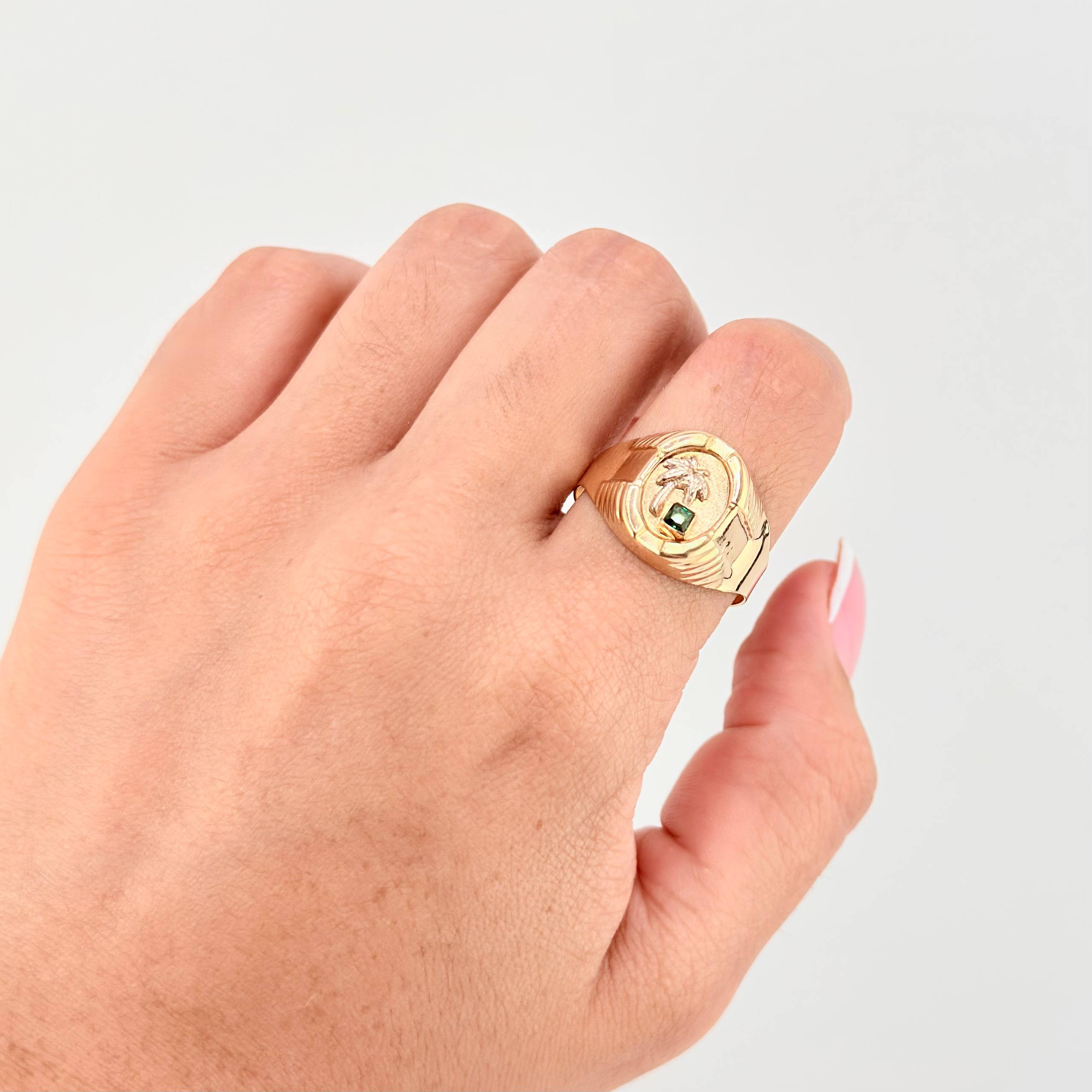 Anillo Marco Palmera 3.3gr / T9 1/4 / Oro Amarillo 18K ©