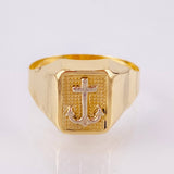 Anillo Marco Ancla 3.65gr / T10 / Dos Oros Amarillo Blanco 18K