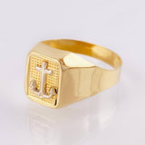 Anillo Marco Ancla 3.65gr / T10 / Dos Oros Amarillo Blanco 18K