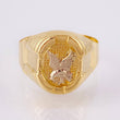 Anillo Marco Circular Aguila 3.7gr / T9 3/4 / Dos Oros Amarillo Blanco 18K *