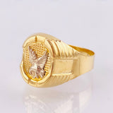 Anillo Marco Circular Aguila 3.7gr / T9 3/4 / Dos Oros Amarillo Blanco 18K *
