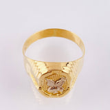 Anillo Marco Circular Aguila 3.7gr / T9 3/4 / Dos Oros Amarillo Blanco 18K *