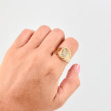Anillo Marco Circular Aguila 3.7gr / T9 3/4 / Dos Oros Amarillo Blanco 18K *
