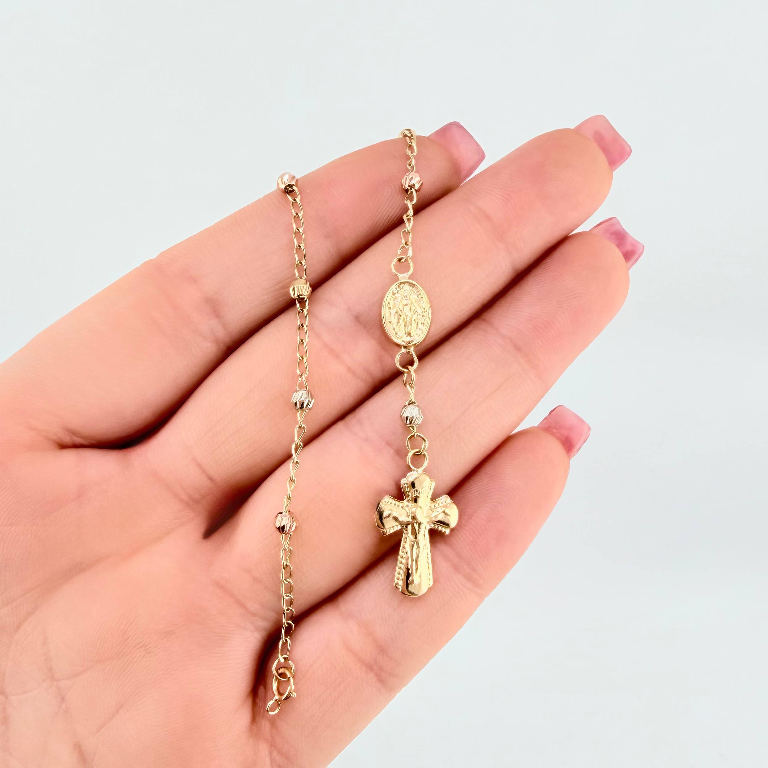 Pulso Denario Virgen Milagrosa 2.4gr / 17.5cm / 3mm Tres Oros 18K