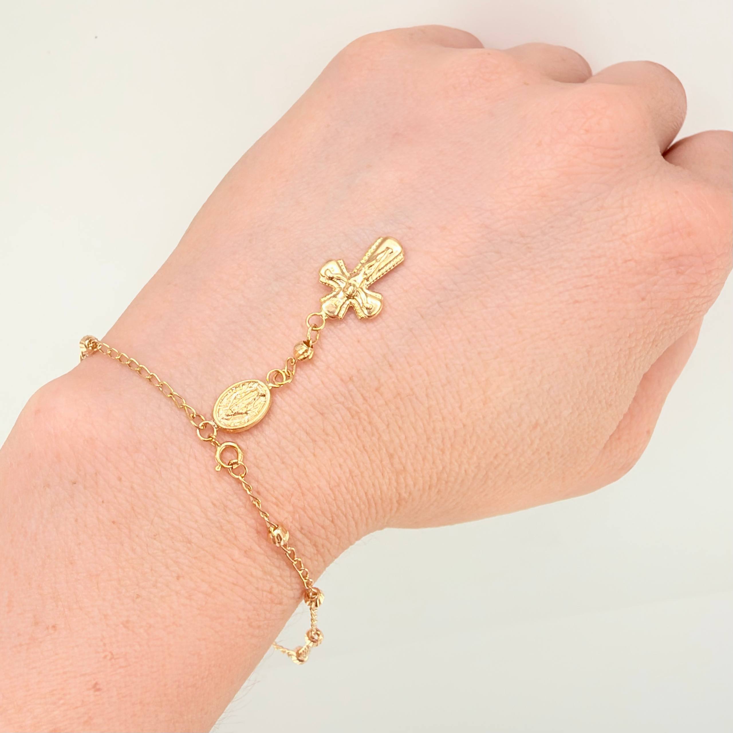 Pulso Denario Virgen Milagrosa 2.3gr / 17.5cm / 3mm Oro Amarillo 18K