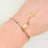 Pulso Denario Virgen Milagrosa 2.3gr / 16.5cm / 3mm Tres Oros 18K *