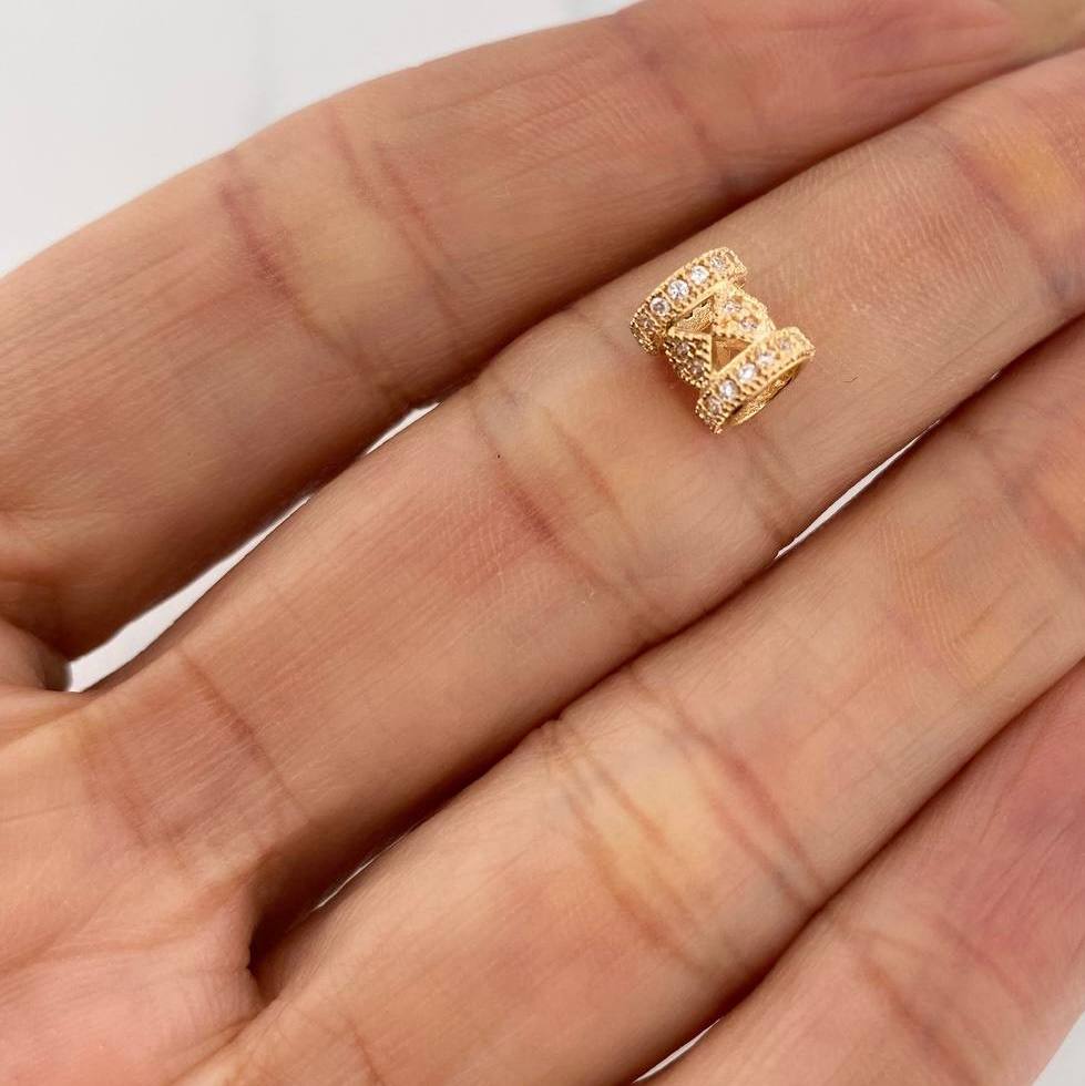 Herraje Cilindro Rombo 1.1g / 1.8cm Oro Amarillo 18K