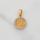 Dije Placa Fe 1.5g / 1.8cm Dos Oros Amarillo Blanco 18K
