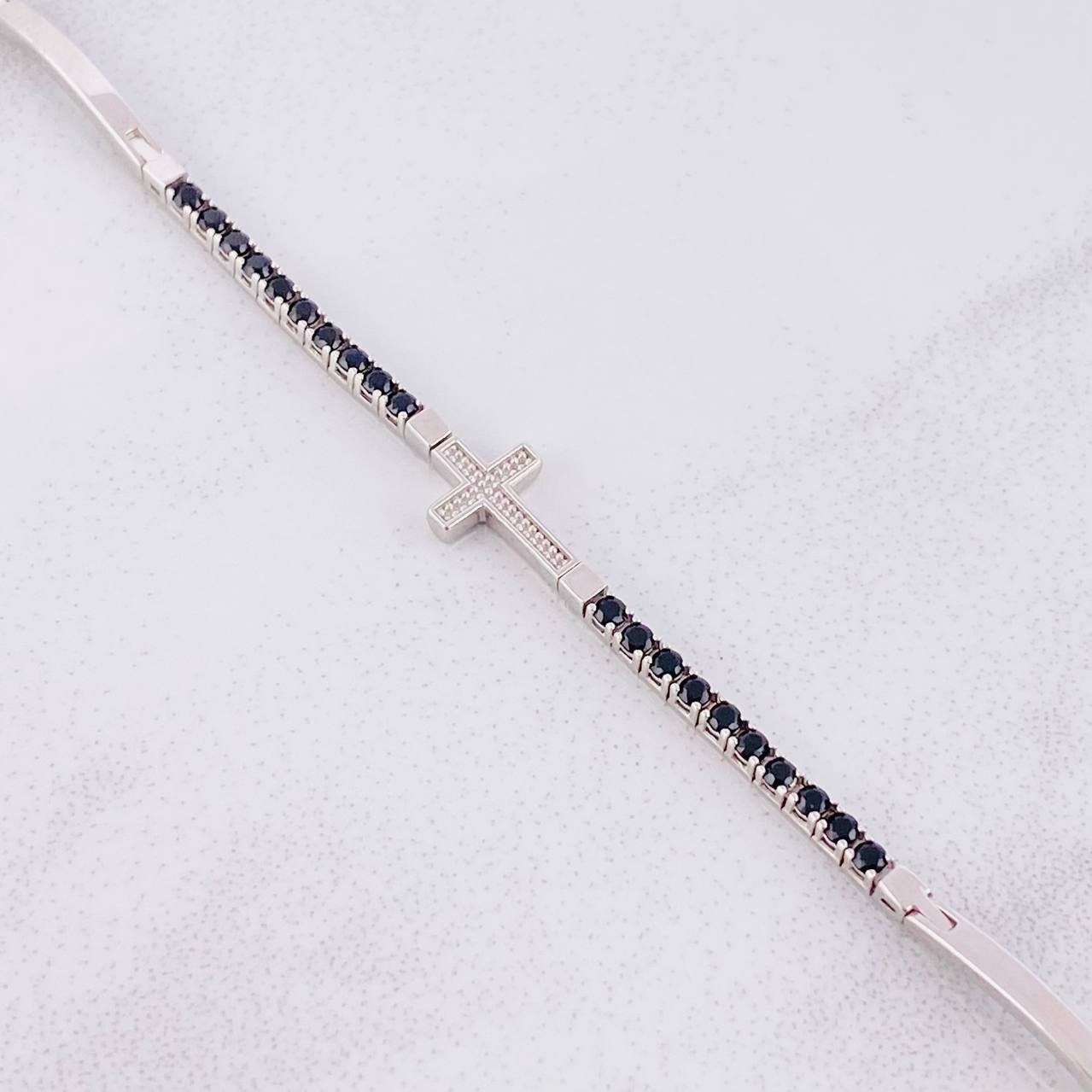 Pulso Tenis Lineal Cruz 5.85g / 20.4cm / 1.95mm Oro Blanco 18K