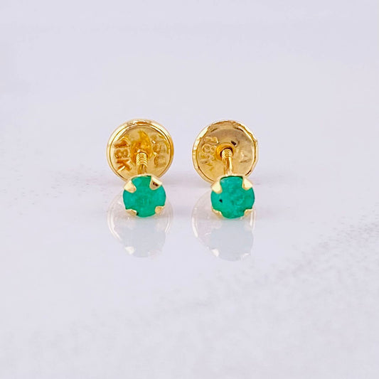 Topos Cuatro Garras Esmeralda 12pts 0.4g / 2.7mm Oro Amarillo 18K