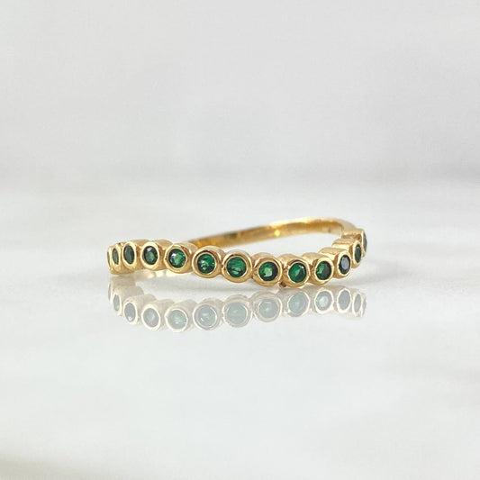 Anillo Circulos Ondulados 1.8gr / T7 1/4 / Circones Verdes Oro Amarillo