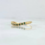 Anillo Circulos Ondulados 1.8gr / T7 1/4 / Circones Verdes Oro Amarillo