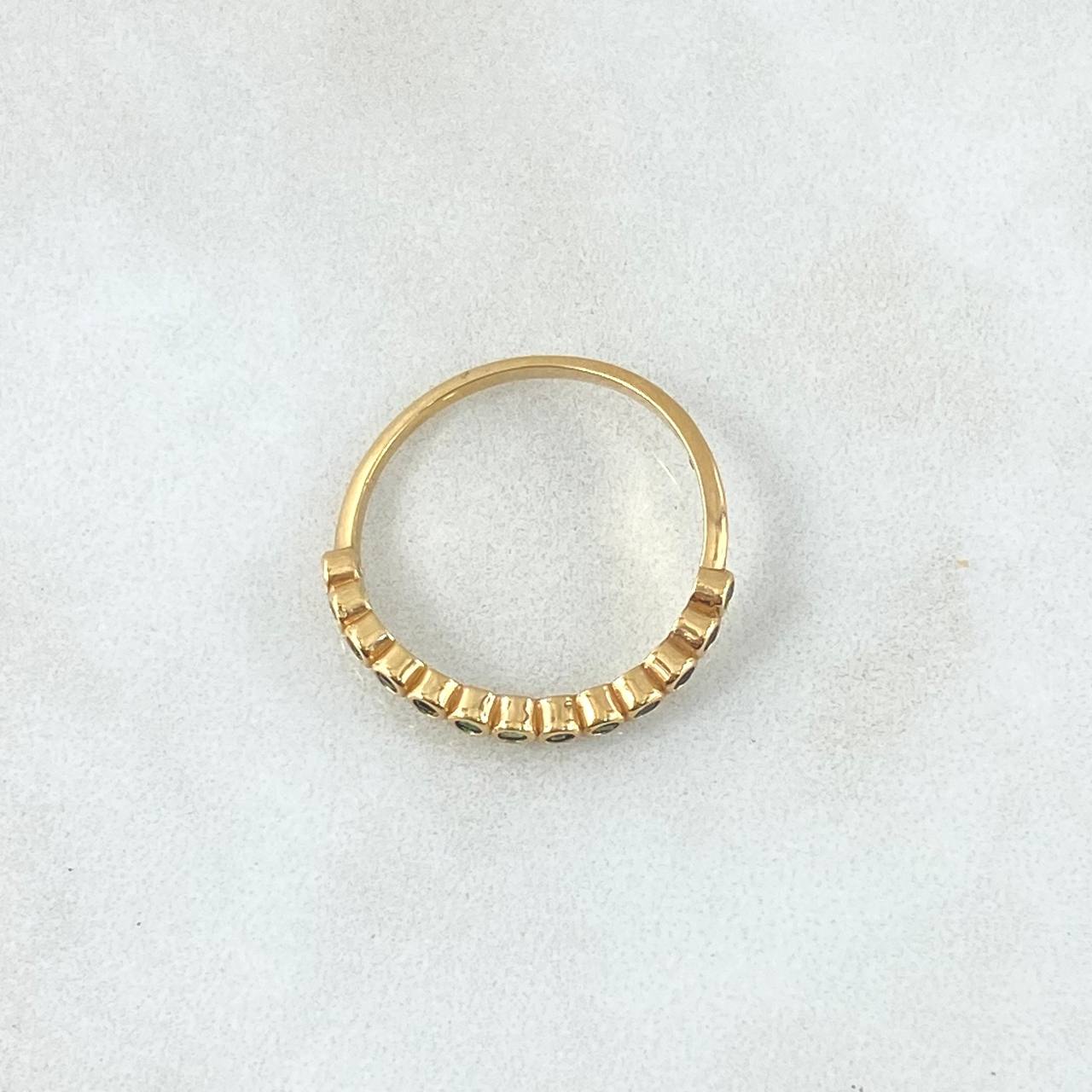Anillo Circulos Ondulados 1.8gr / T7 1/4 / Circones Verdes Oro Amarillo