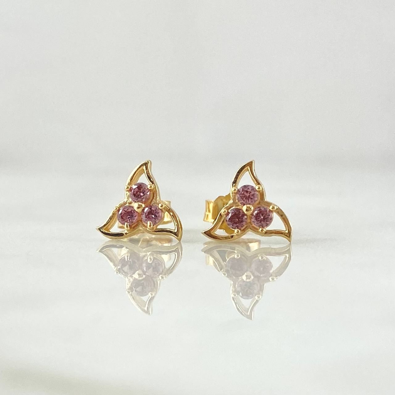 Topos Flor de Ninfa 1.25gr / 7.6mm Broche Mariposa Circones Lilas Oro Amarillo 18K ©