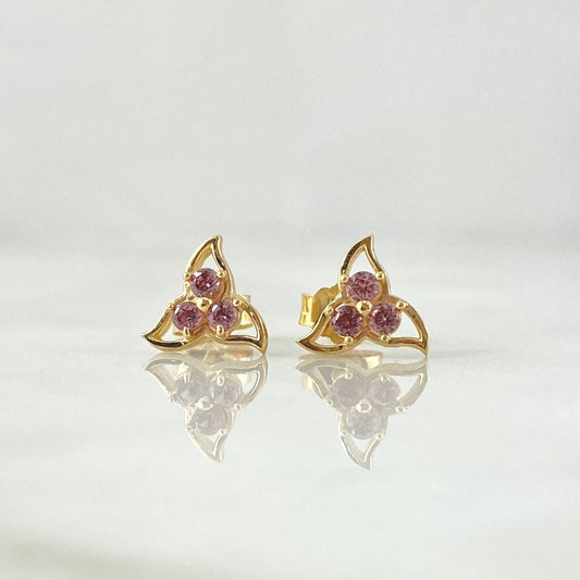 Topos Flor de Ninfa 1.25gr / 7.6mm Broche Mariposa Circones Lilas Oro Amarillo 18K ©