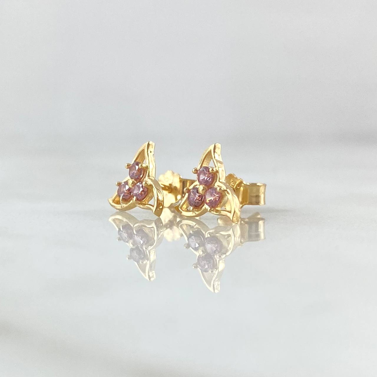 Topos Flor de Ninfa 1.25gr / 7.6mm Broche Mariposa Circones Lilas Oro Amarillo 18K ©