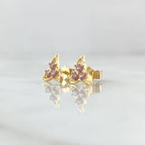 Topos Flor de Ninfa 1.25gr / 7.6mm Broche Mariposa Circones Lilas Oro Amarillo 18K ©
