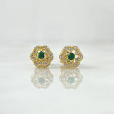 Topos Flor Circular 1.75gr / 6.7mm Broche Mariposa Circones Blancos Verde Oro Amarillo 18K ©