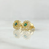 Topos Flor Circular 1.75gr / 6.7mm Broche Mariposa Circones Blancos Verde Oro Amarillo 18K ©