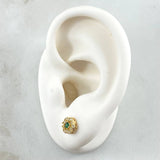 Topos Flor Circular 1.75gr / 6.7mm Broche Mariposa Circones Blancos Verde Oro Amarillo 18K ©