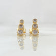 Topos Hilera Triple Doble Bisel 1.65gr / 1cm / Broche Mariposa Circones Blancos Oro Amarillo 18K ©
