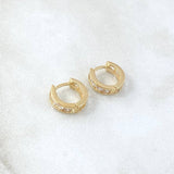 Candongas Carril Basteado Segmentado 1.85gr / 1cm / Circones Blancos Oro Amarillo 18K ©