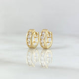 Candongas Carril Basteado Segmentado 1.9gr / 1cm / Circones Blancos Oro Amarillo 18K ©