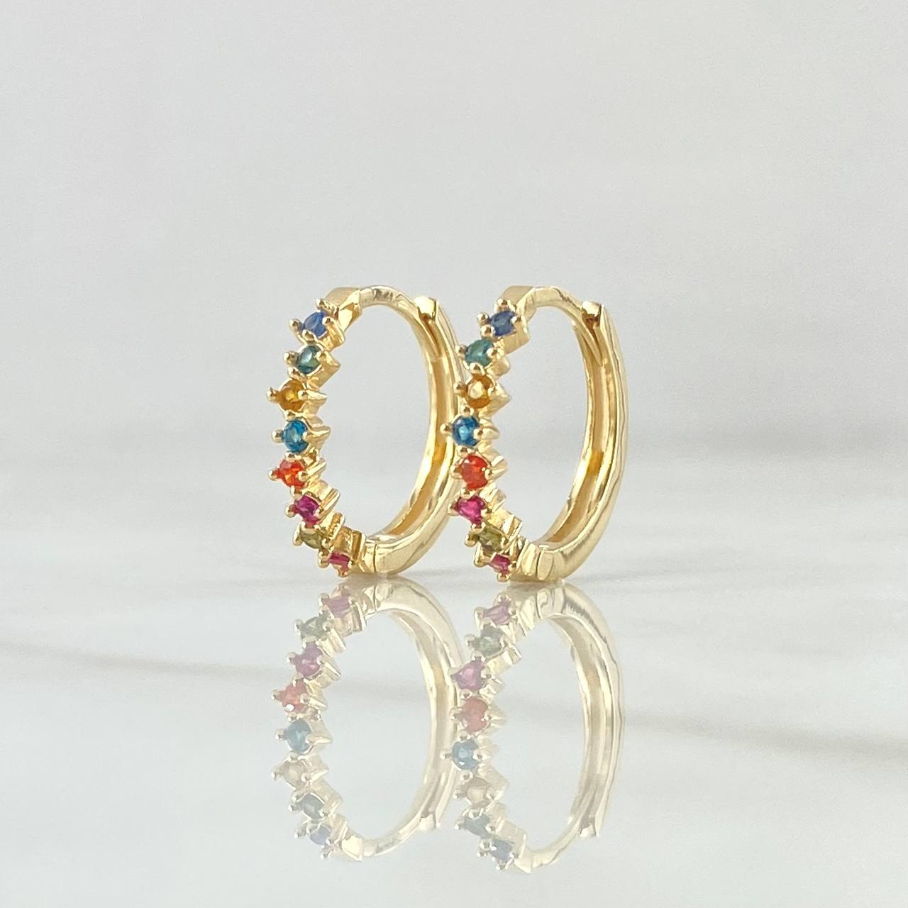 Candongas Carril Basteado Liso 2.7gr / 1.5cm / Circones Multicolor Oro Amarillo 18K ©