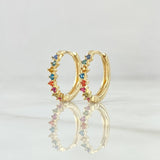 Candongas Carril Basteado Liso 2.7gr / 1.5cm / Circones Multicolor Oro Amarillo 18K ©