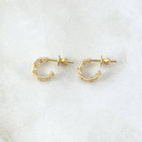 Topos Carril Basteado Segmentado 2.15gr / 9mm Broche Mariposa Circones Blancos Oro Amarillo 18K ©