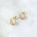 Topos Carril Basteado Segmentado 2.15gr / 9mm Broche Mariposa Circones Blancos Oro Amarillo 18K ©