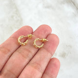 Topos Carril Basteado Segmentado 2.15gr / 9mm Broche Mariposa Circones Blancos Oro Amarillo 18K ©